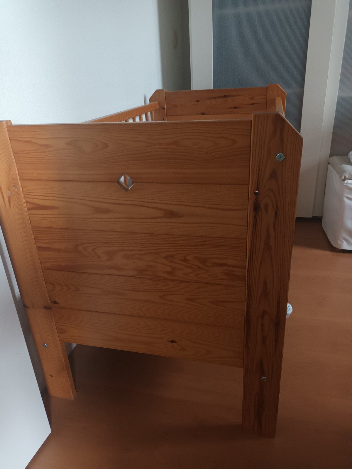 vintage grenen houten baby- kinderledikant, Ophalen, Gebruikt, Ledikant