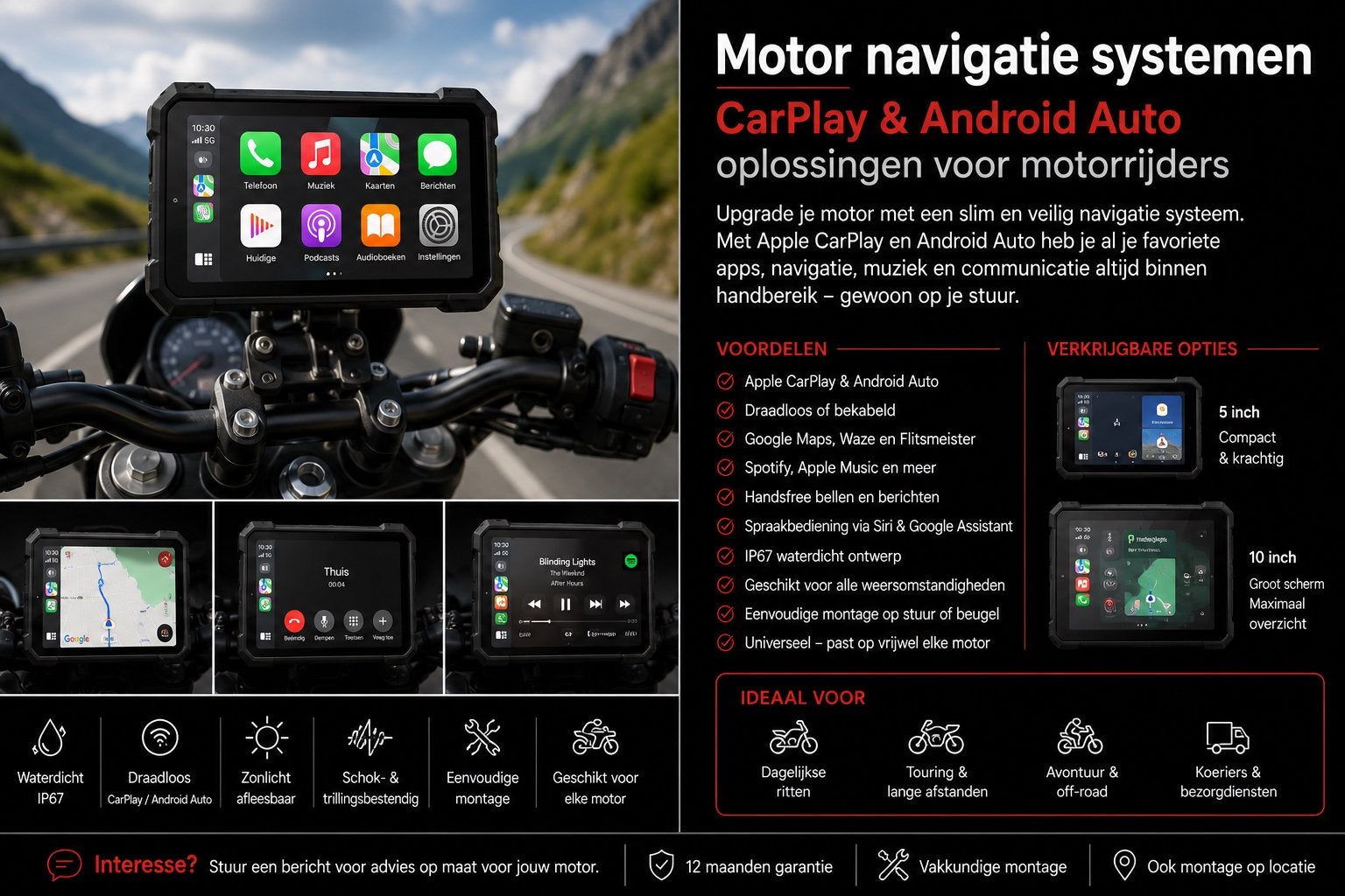 Motor Navigatie Systemen – CarPlay & Android Auto voor Motor, Auto diversen, Ophalen, Nieuw