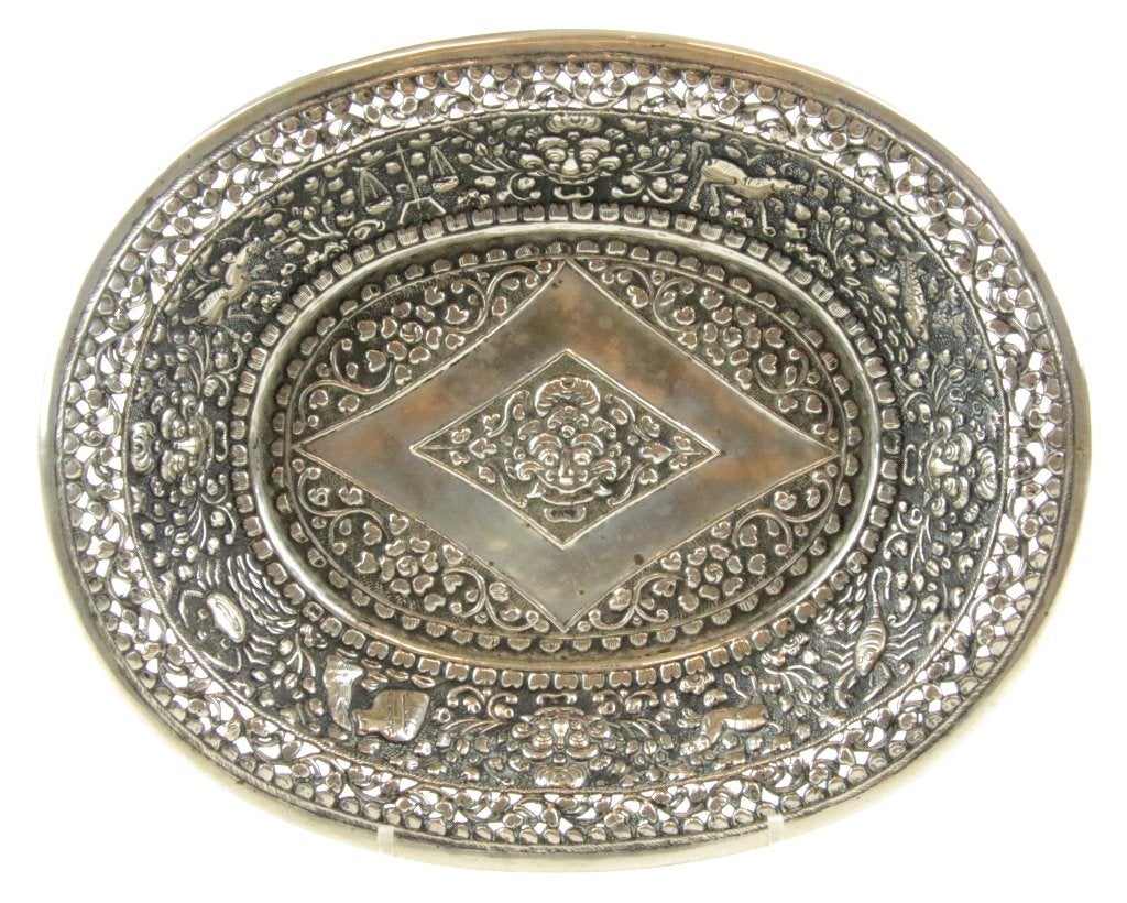 Indonesisch Bali zodiac Djokja schaal ca1900 collectors item, Ophalen, Zilver