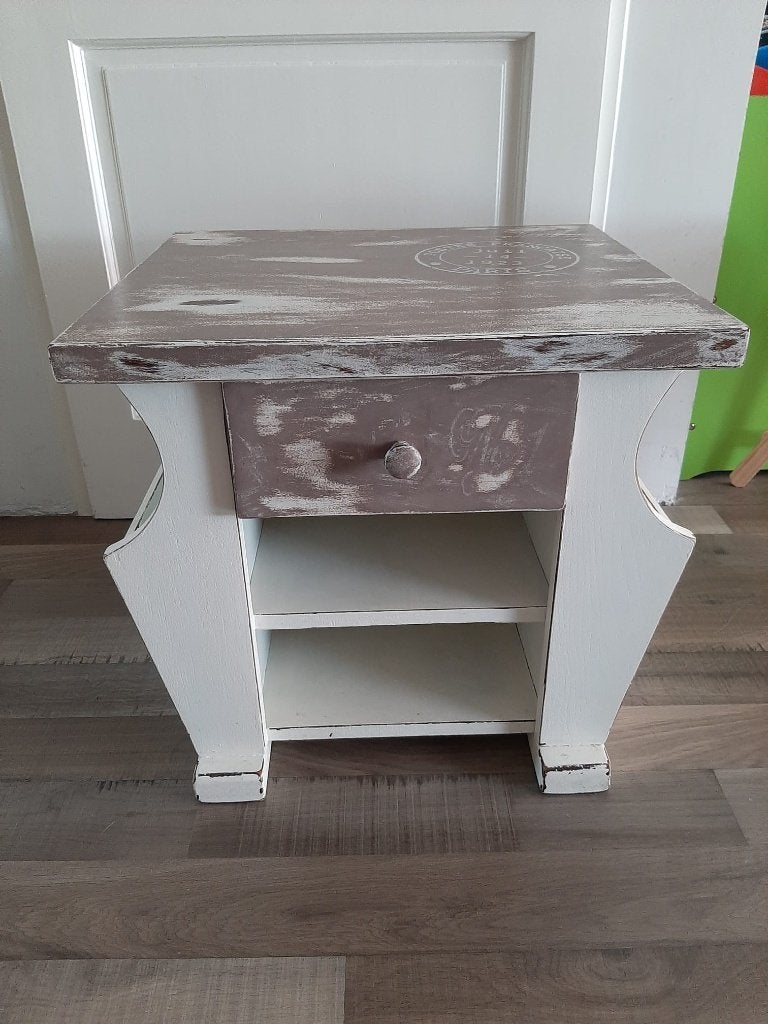 Brocant Vintage Bijzetkastje | Met Lade en Open Vakken, Ophalen