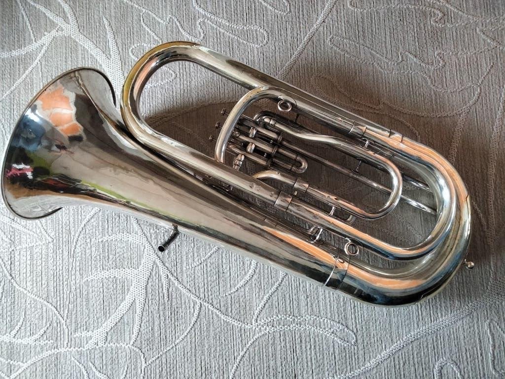 Tot zondag beschikbaar. tuba, bes-bas, besson., Ophalen, Gebruikt, Bes-tuba, Met koffer of draagtas