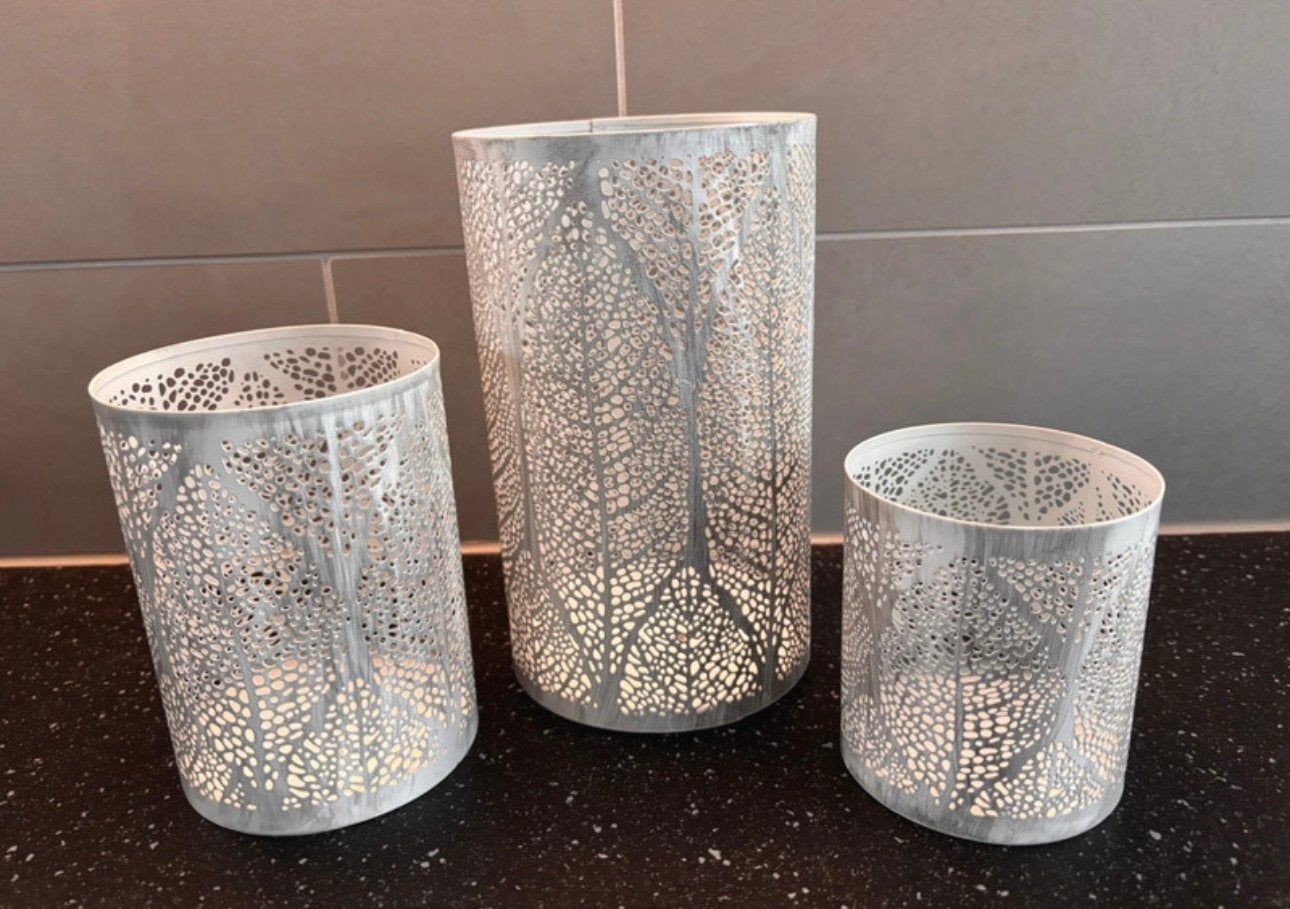 3 metalen windlichten van Intratuin, Windlicht, Ophalen of Verzenden, Zo goed als nieuw, Metaal