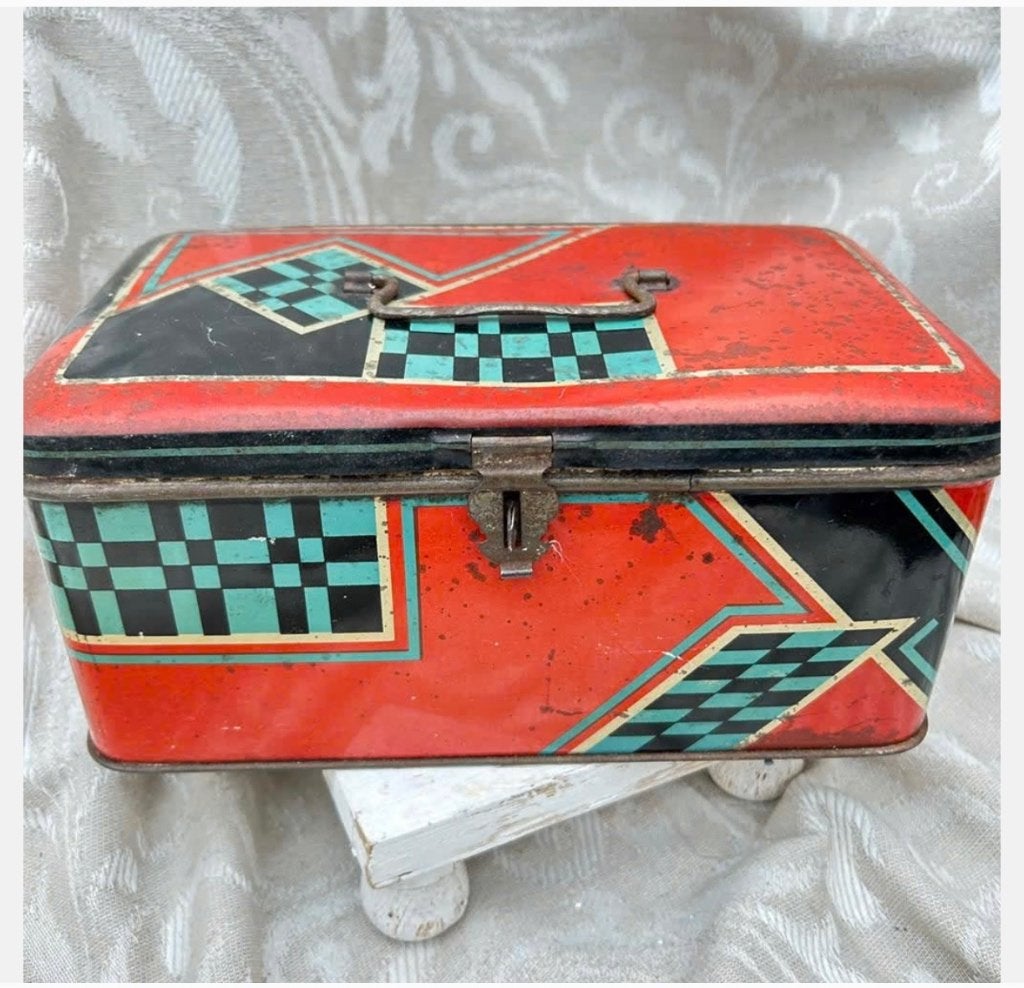 Vintage verbandkist blik vol met vintage verband, Ophalen of Verzenden