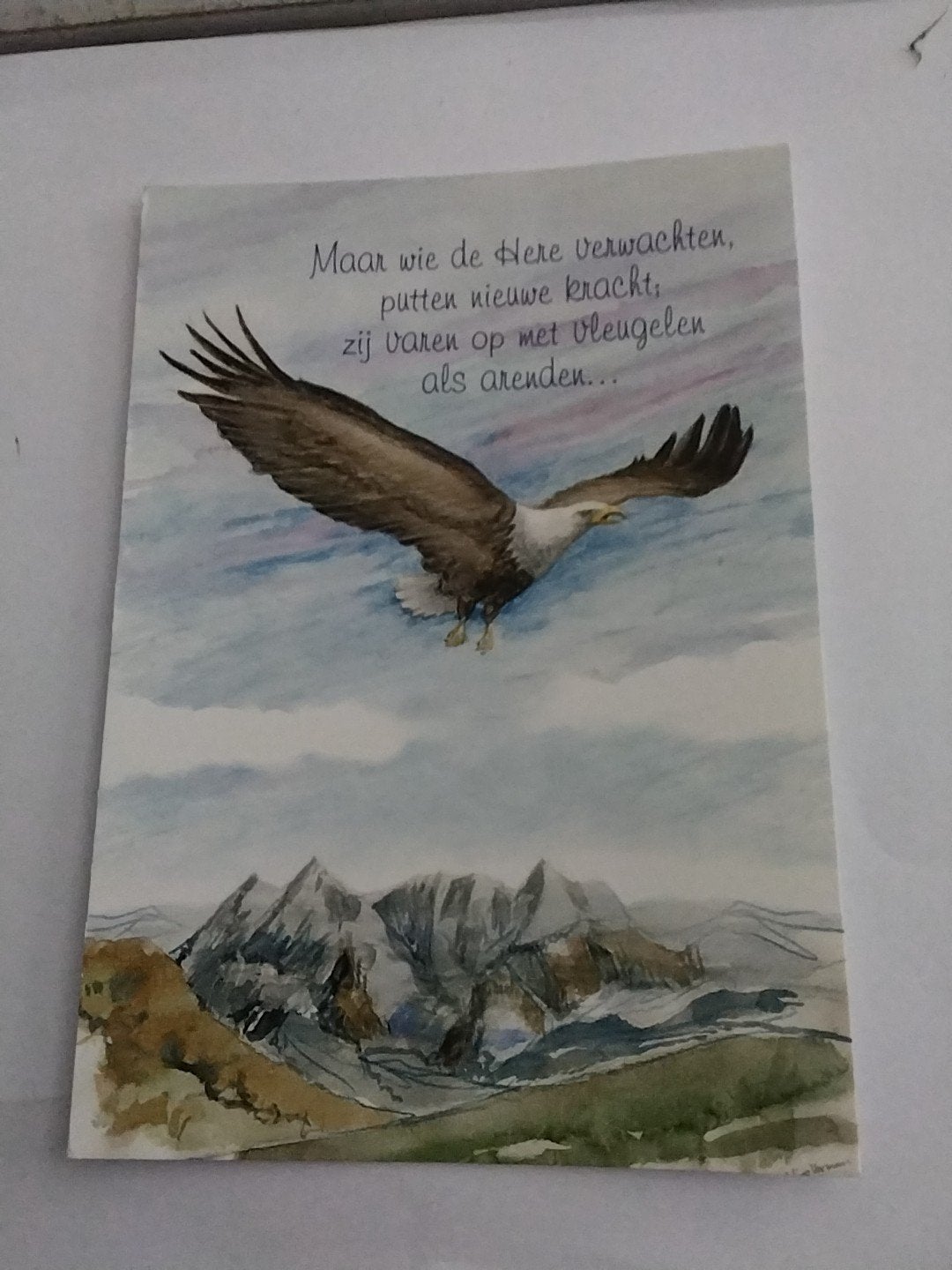 Ansichtkaart met arend en inspirerende tekst, Ophalen of Verzenden
