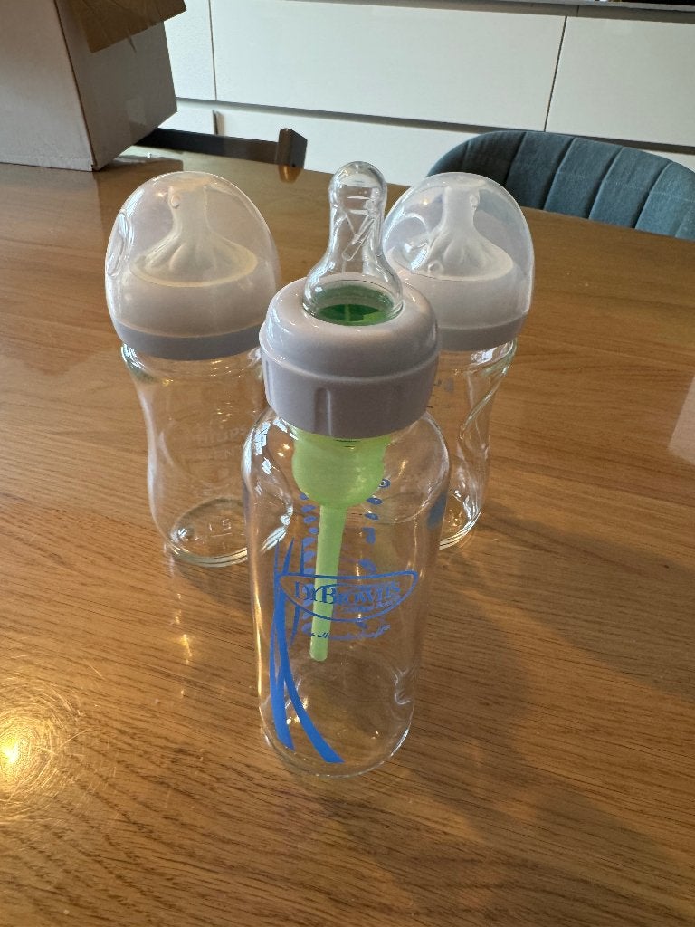 3 Glazen babyflesjes, Ophalen, Gebruikt, BPA-vrij, Philips Avent