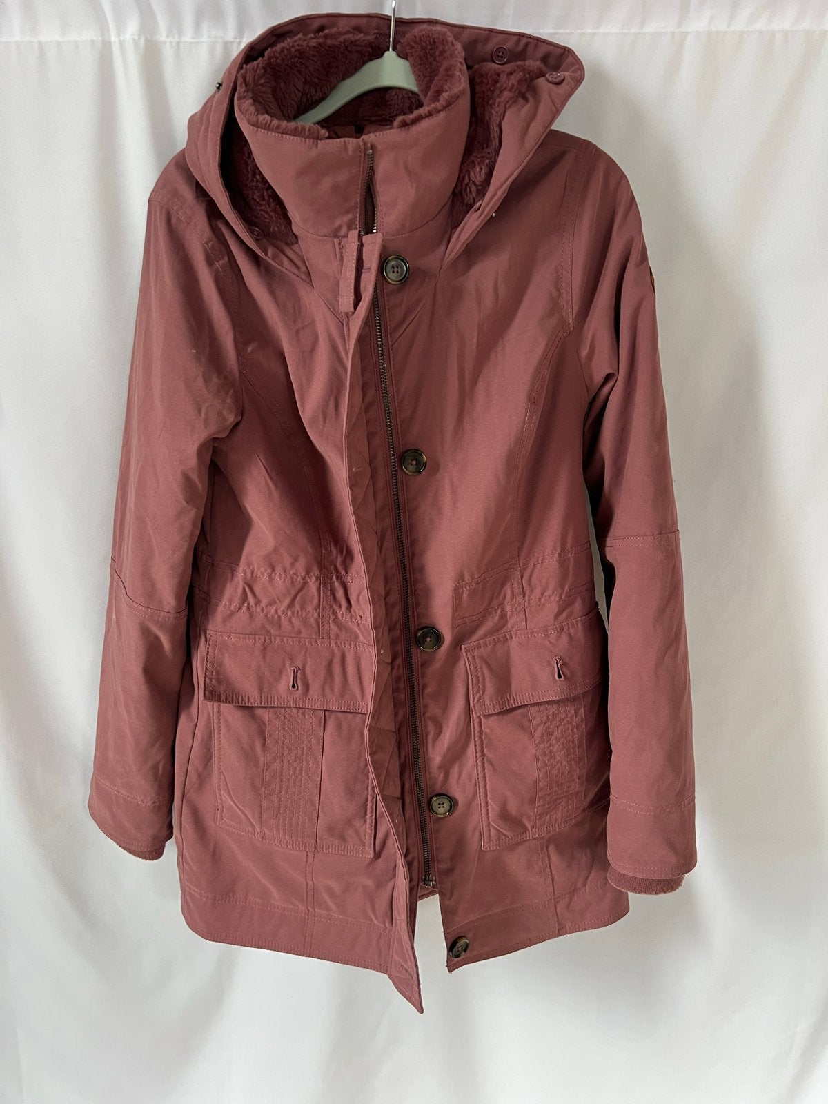 Hollister winterjas met teddy voering - Maat S, Kleding | Dames, Ophalen of Verzenden, Zo goed als nieuw, Maat 36 (S), Roze