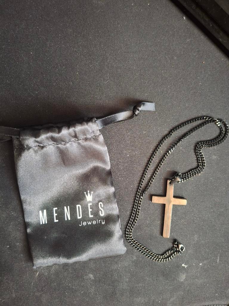 Mendes Kruisketting Zwart, Zwart, Nieuw, Ophalen of Verzenden, Overige materialen