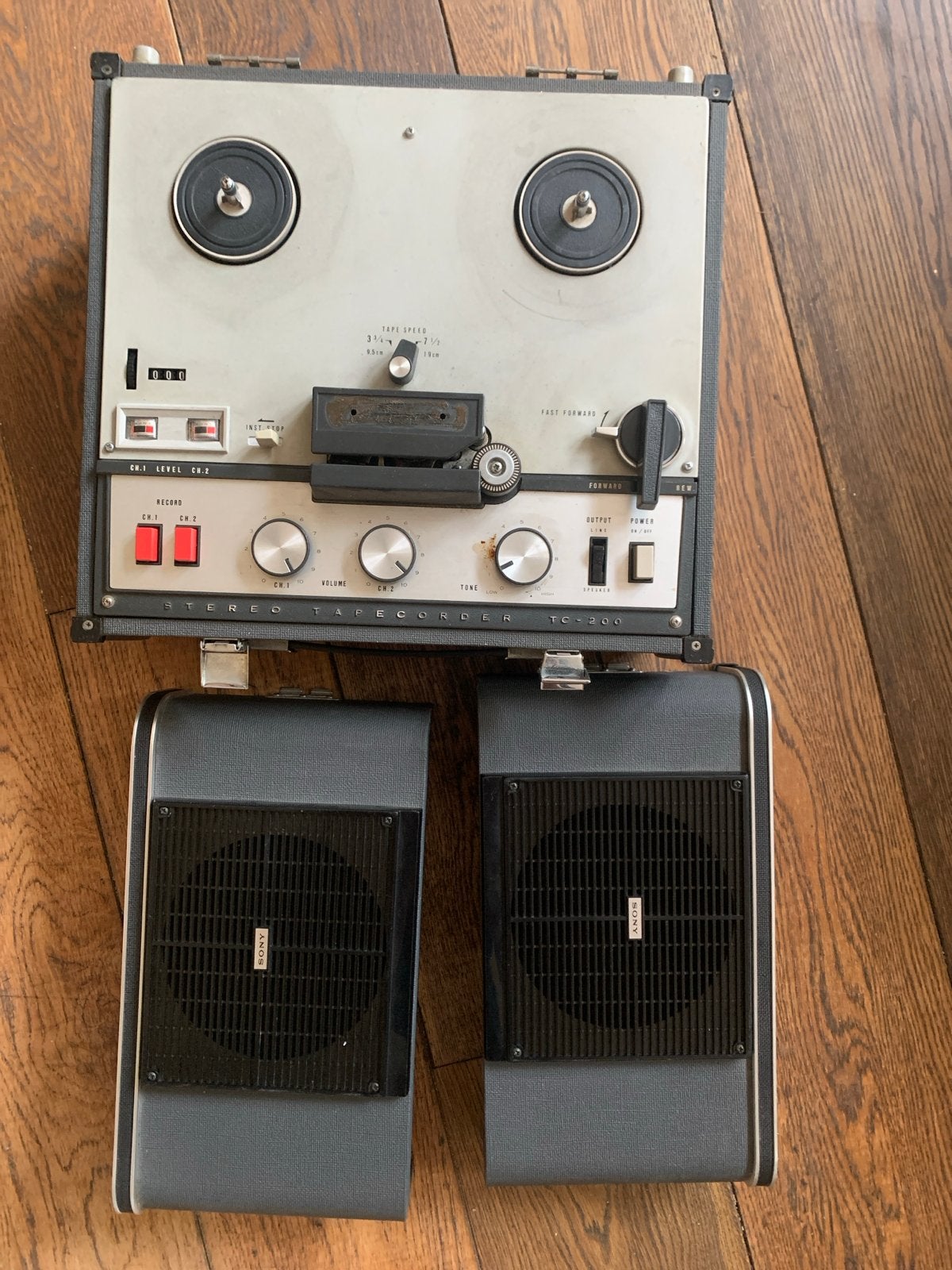 Vintage Sony TC-200 Stereo Bandrecorder met speakers, Ophalen of Verzenden, Bandrecorder