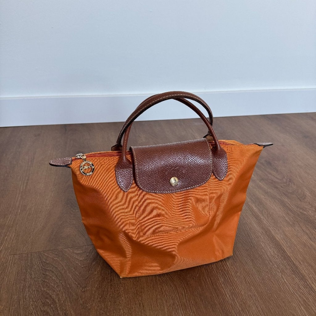Longchamp Le Pliage Original M Orange Handtas, Ophalen of Verzenden, Gebruikt, Oranje, Handtas