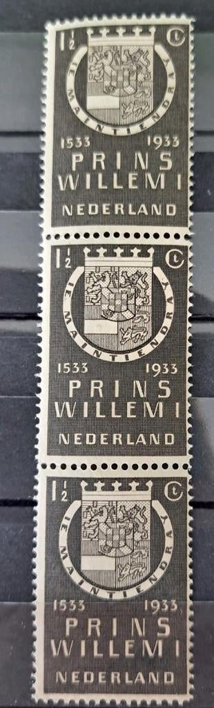 NVPH 252 Willem I strook van 3 postfris, Postzegels en Munten, Postzegels | Nederland, Ophalen of Verzenden, T/m 1940, Postfris