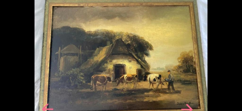 Schilderij Jaap V Kregten - Boerderij met vee, Ophalen of Verzenden