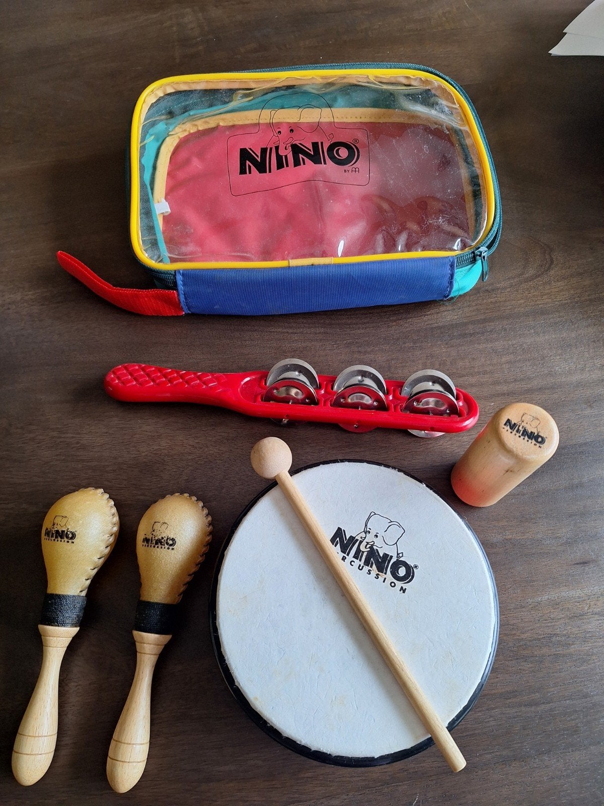 NINO Percussion set voor kinderen met tas, Muziek en Instrumenten, Ophalen, Gebruikt, Overige soorten
