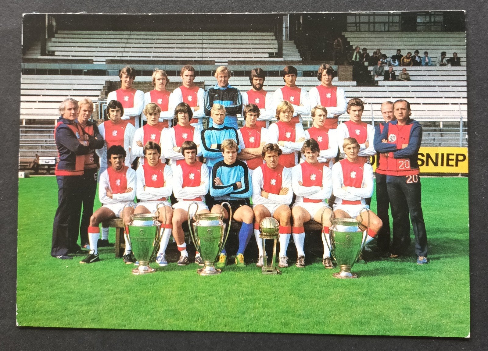 Voetbal elftalkaart 1978-1979 met o.a. Krol, Schrijvers, Verzenden, Ajax