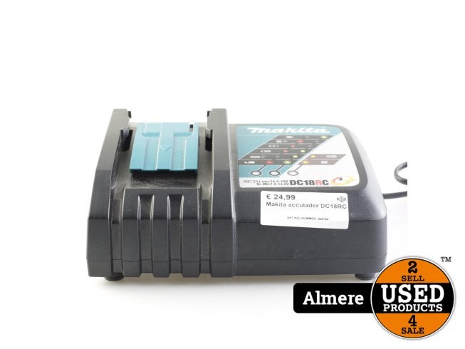 Makita acculader DC18RC, Makita, Zo goed als nieuw, Support@makita.com, Makita Corporation, 3-11-8, Sumiyoshi-cho, 
Anjo, Aichi 446-8502
Japan