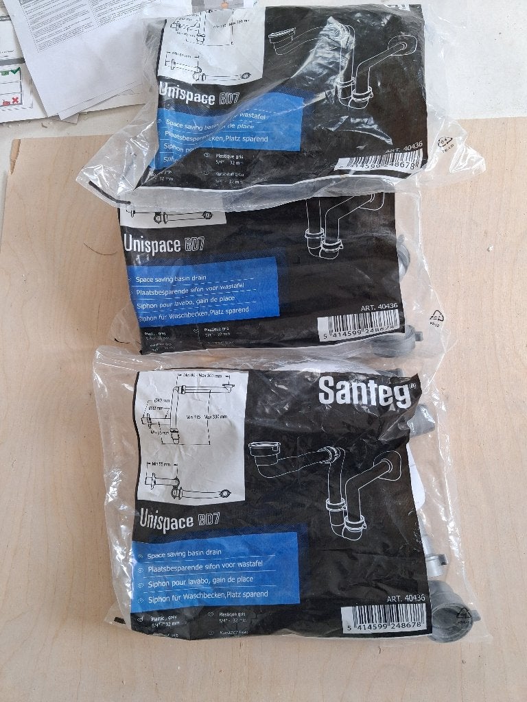 Santeg afvoerset, Doe-het-zelf en Verbouw, Sanitair, Ophalen of Verzenden, Nieuw, Wastafel