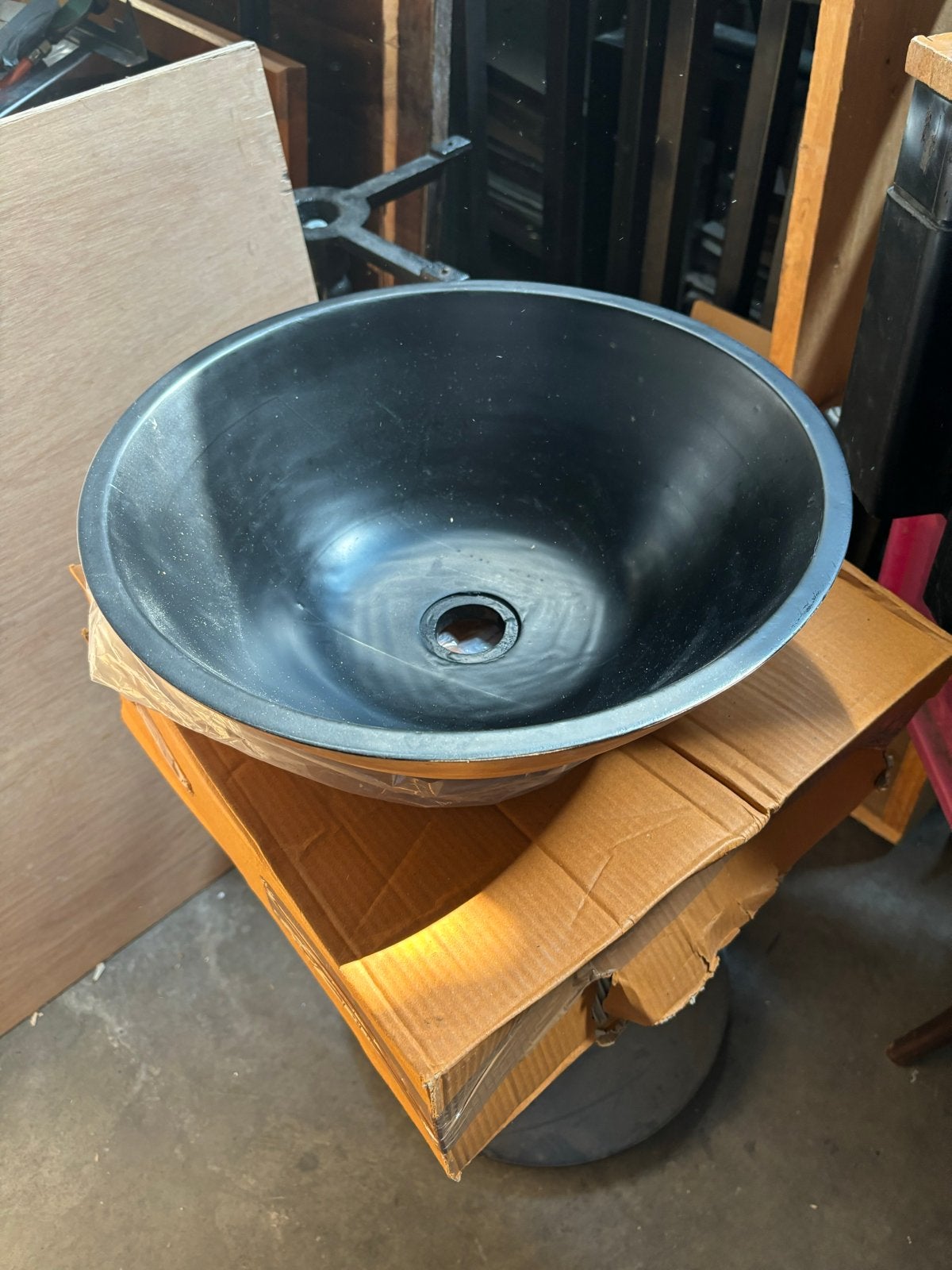 Nieuwe zwarte houten waskom - 40 cm diameter, Ophalen of Verzenden, Nieuw, Wastafel