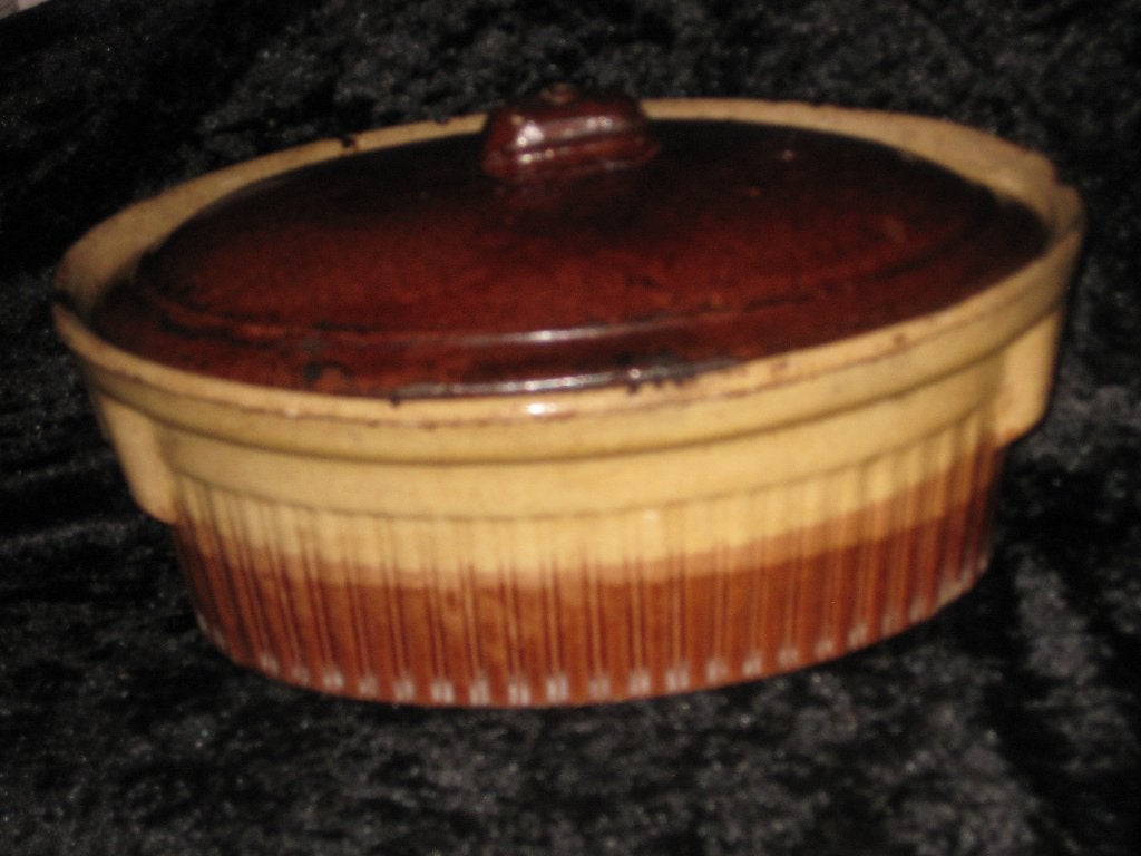 Franse Paté Terrine Toffee Glazuur Antiek, Antiek en Kunst, Ophalen