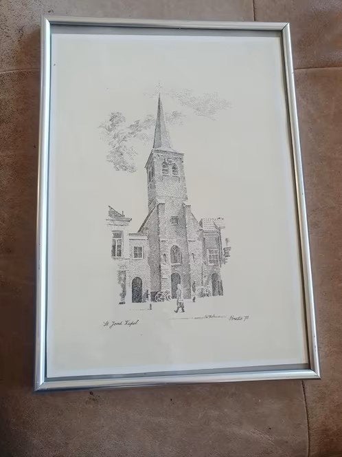 Litho St Joostkapel Breda gesigneerd, Ophalen