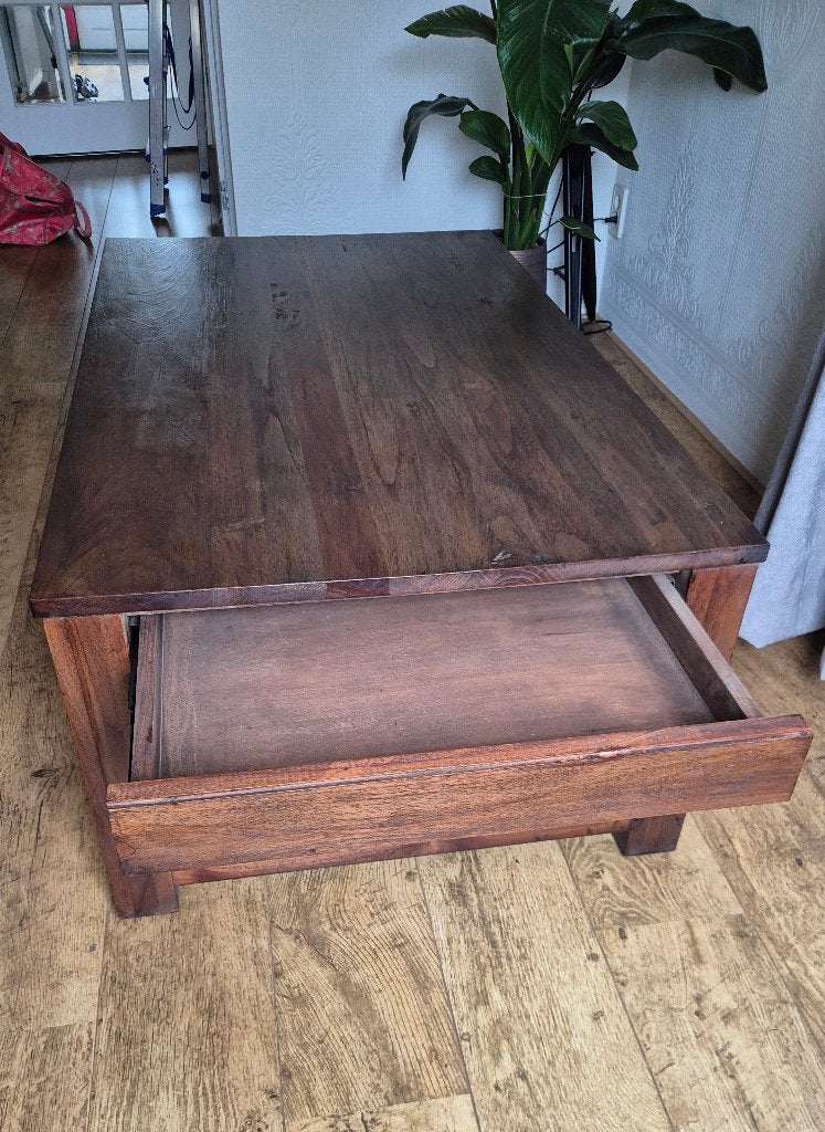 Salontafel teakhout, Huis en Inrichting, Tafels | Salontafels, Ophalen, Gebruikt, 100 tot 150 cm, Teakhout