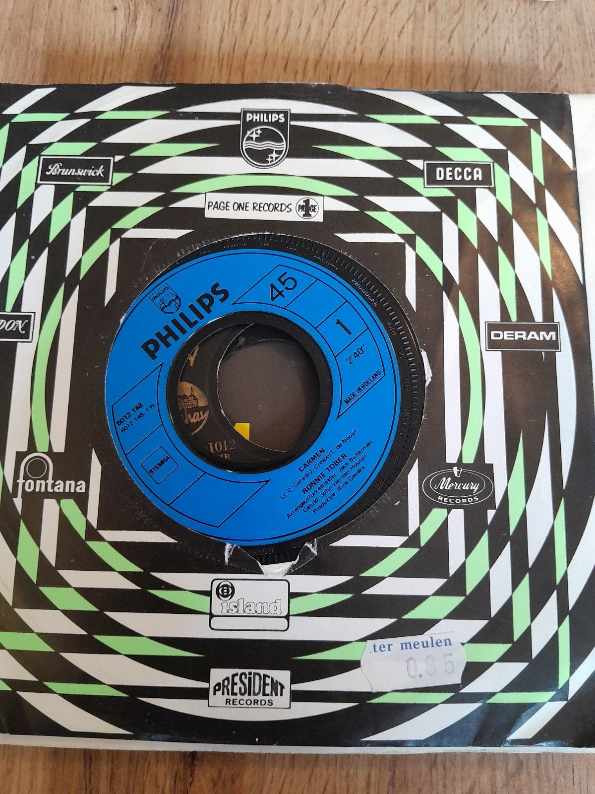 ronnie tober 7 inch carmen, Ophalen of Verzenden, Zo goed als nieuw, Nederlandstalig