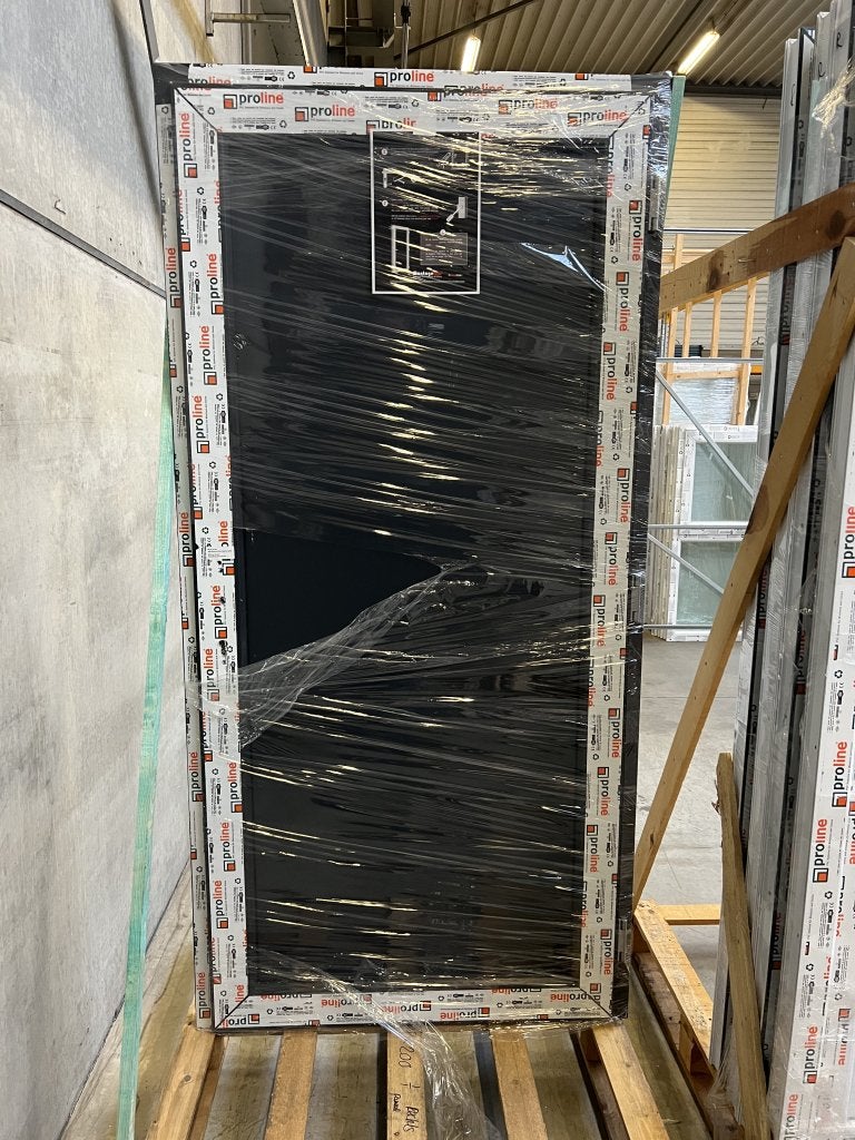 Kunststof buitendeur 98 x 200 antraciet RAL 7016 houtnerf, Niet ingevuld, 80 tot 100 cm, Niet ingevuld, Nieuw