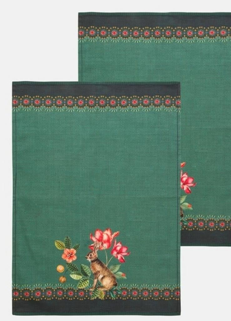 Set van 2 Pip Studio theedoeken - Nieuw in verpakking, Ophalen of Verzenden, Nieuw, Groen, Theedoek of Handdoek