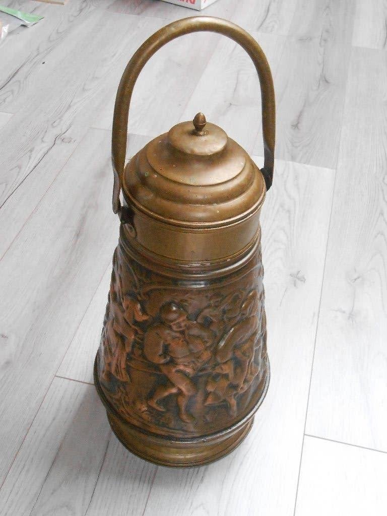 Koperen doofpot met hengsel en deksel 50 cm. hoog, Ophalen