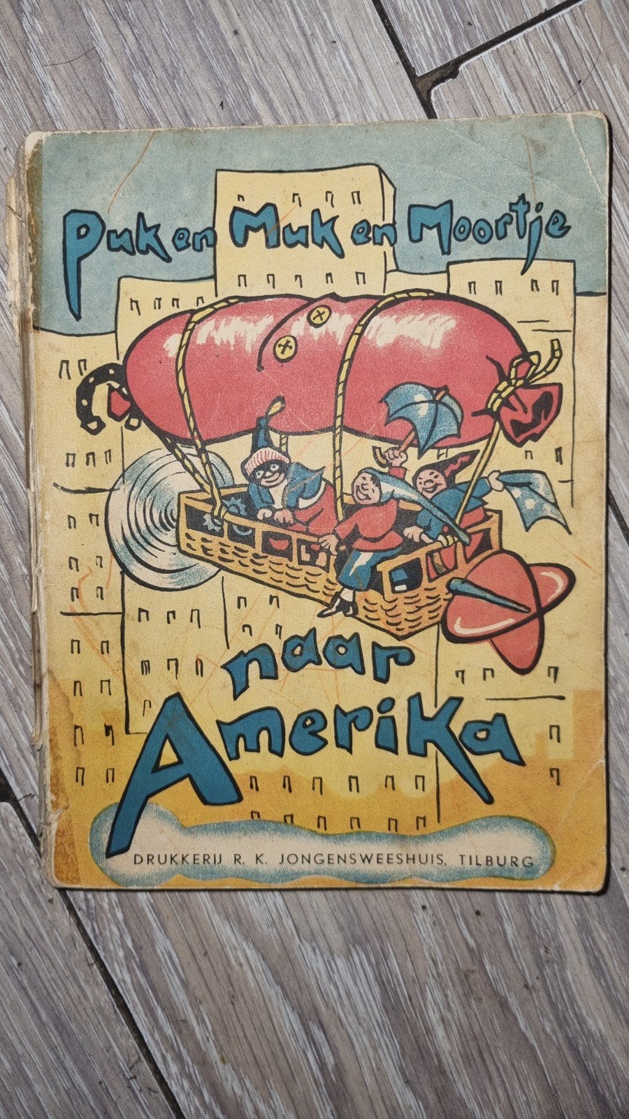 Puk en Muk en Moortje naar Amerika - Vintage Kinderboek, Ophalen of Verzenden, Gelezen, Onbekend, Fictie algemeen