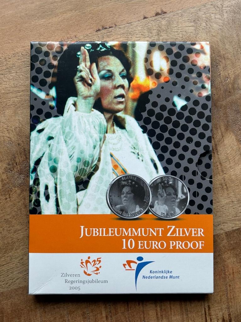 Zilveren 10 euro Jubileummunt, Ophalen of Verzenden, Koningin Beatrix, Euro's