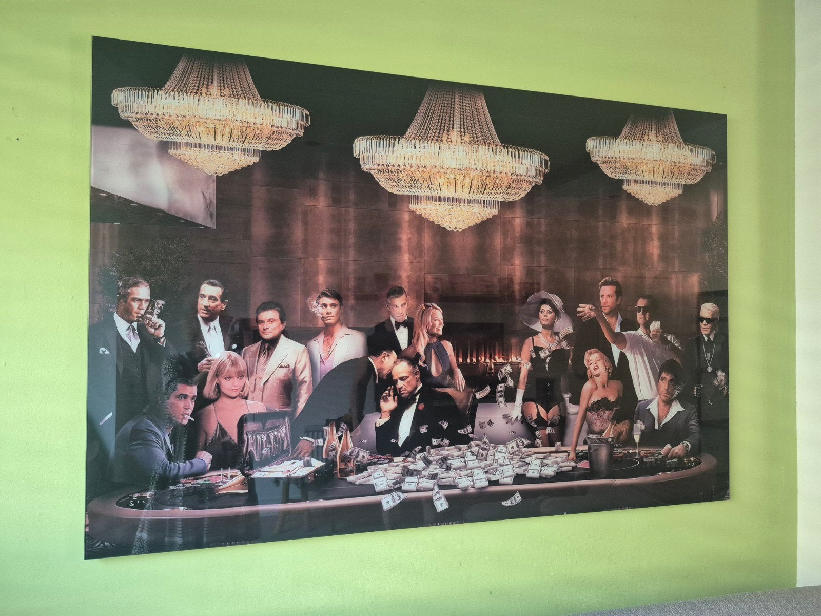 Grote print met beroemdheden aan pokertafel, Ophalen, 100 tot 125 cm, 75 cm of meer, Print