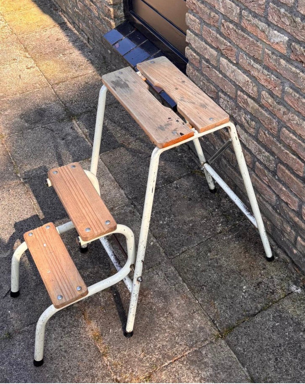 Vintage Brabantia keukentrapje, Ophalen, Gebruikt, Hout