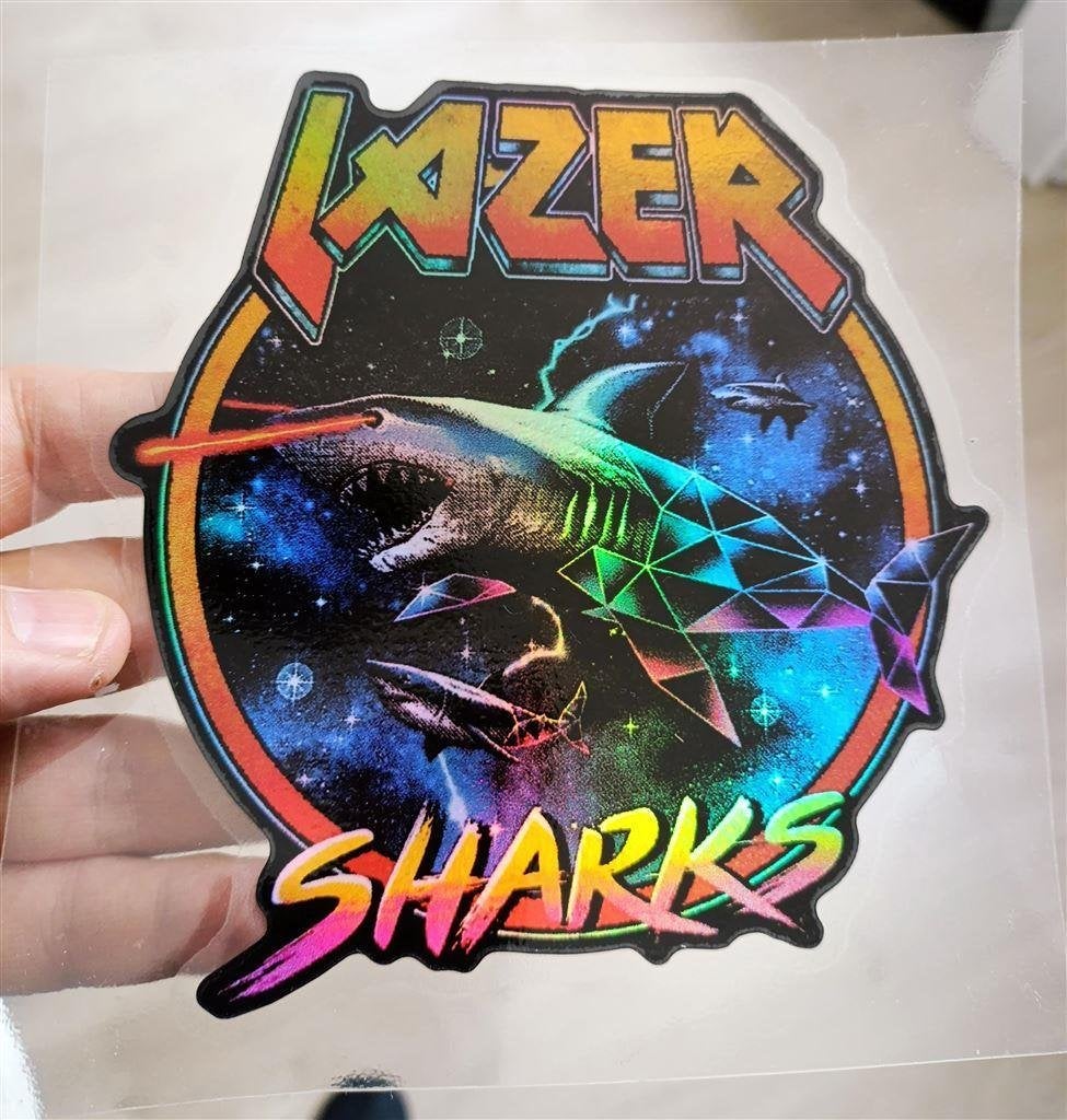 80\'s OUTRUN Synthwave vaporwave Shark Vinyl Auto Sticker, Verzenden, Overige typen