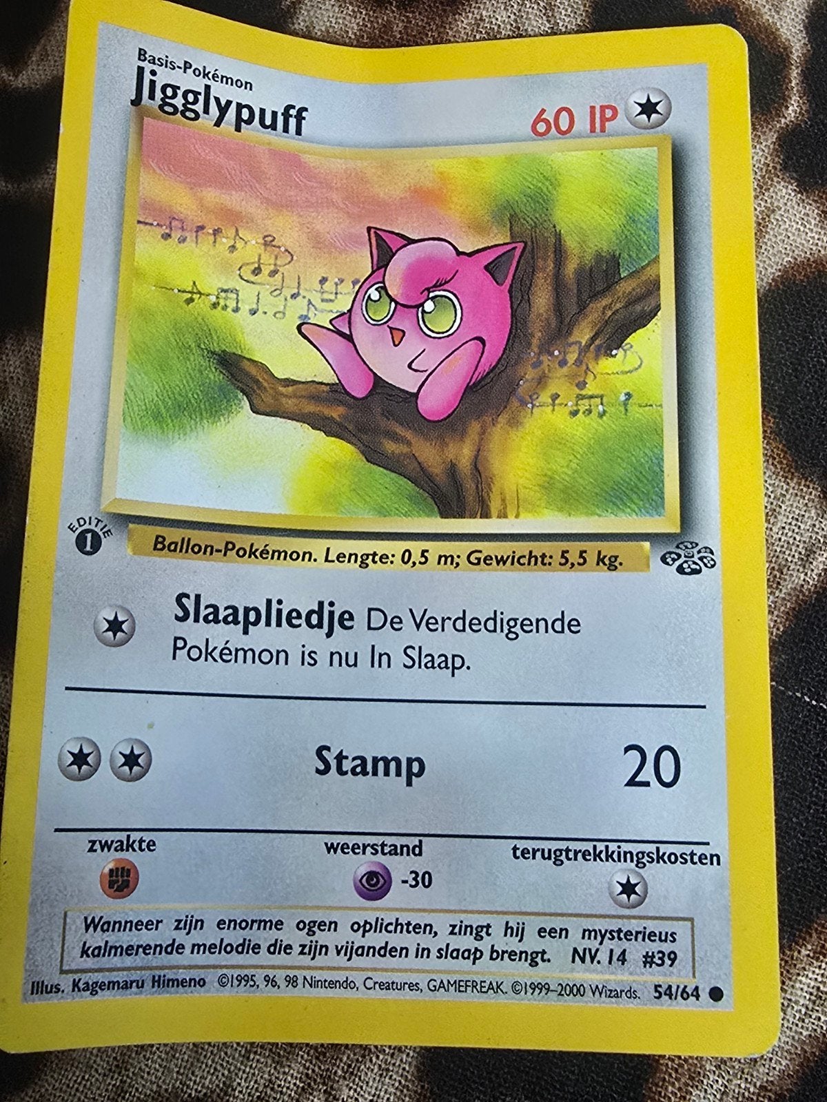 Jigglypuff Pokémon Kaart - Basis-Pokémon 60 IP, Ophalen of Verzenden, Gebruikt, Losse kaart