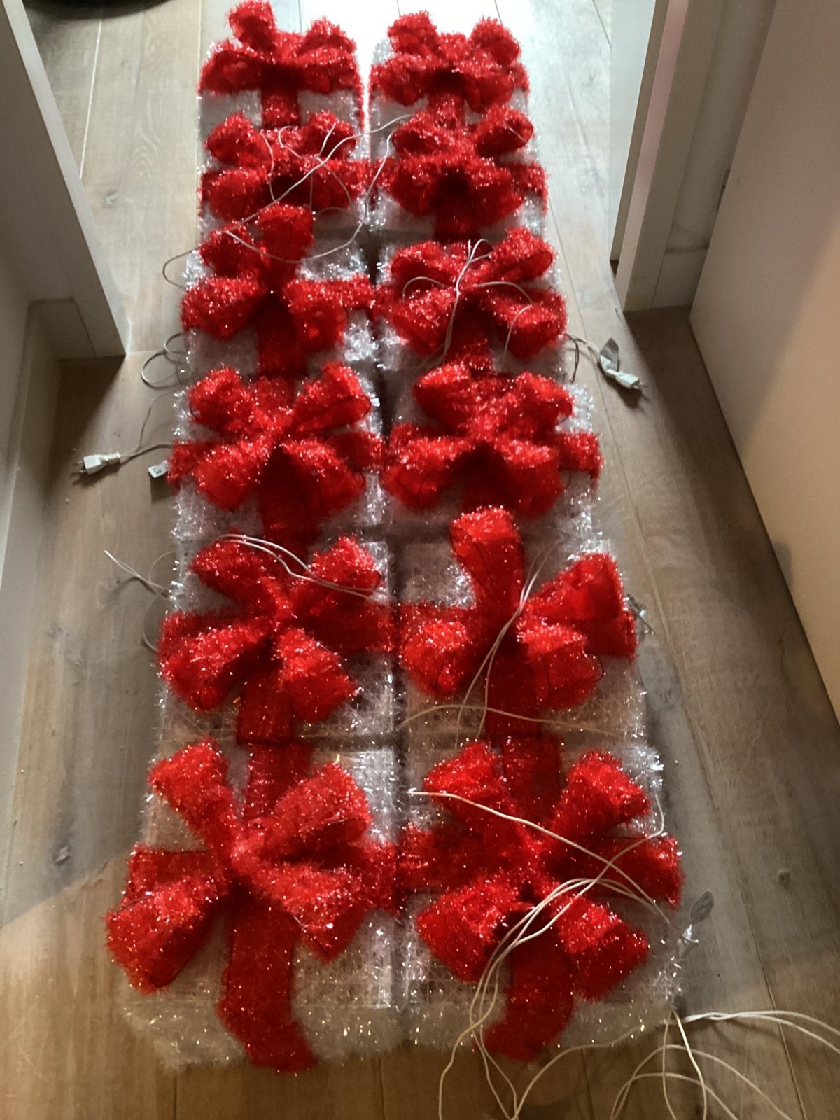12 verlichte kerstpakketjes met stekker. 25 cm x 25 cm, Ophalen, Zo goed als nieuw