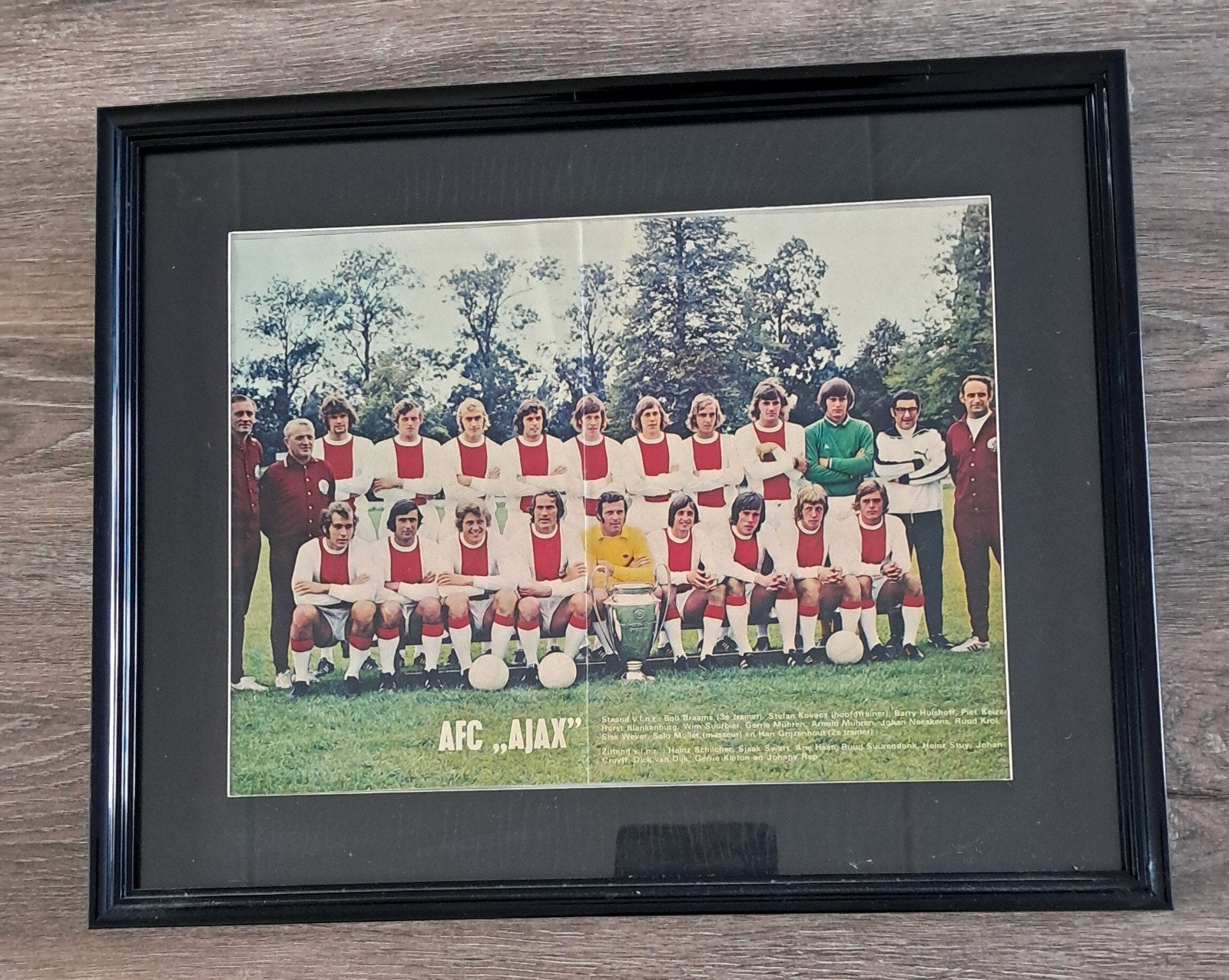 Ingelijste foto AFC Ajax elftal 1971-1972, Ophalen of Verzenden, Zo goed als nieuw, Ajax, Poster, Plaatje of Sticker