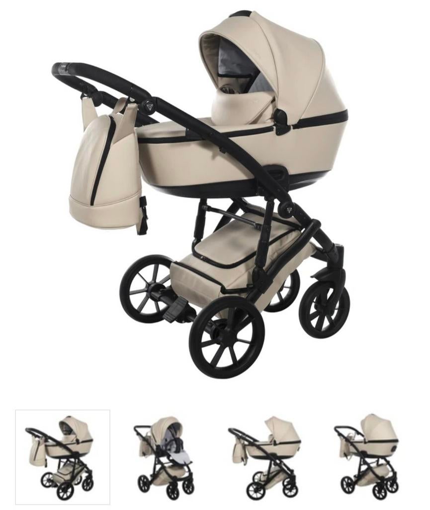 Junami space eco beige 3 in 1 wandelwagen en autostoel cosy, Verstelbare duwstang, Zo goed als nieuw, Combiwagen, Ophalen