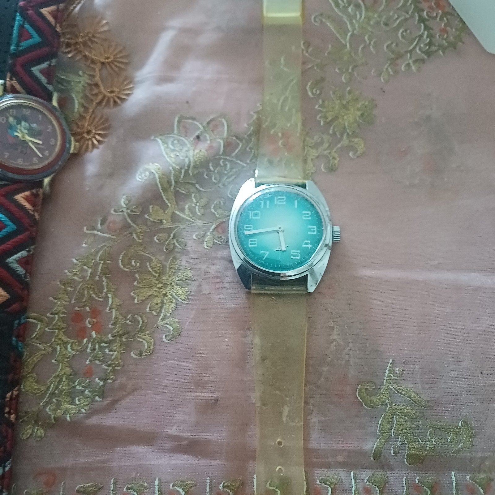 Vintage Ancre Polshorloge met Groene Wijzerplaat, Overige merken, Overige materialen, Met bandje, Polshorloge