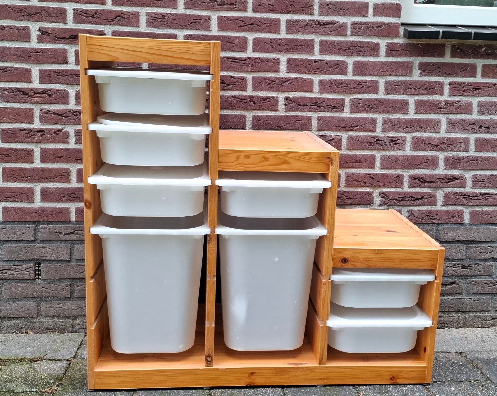 Opbergmeubel Trofast Ikea blanc met bakken, Ophalen, Gebruikt, 75 tot 100 cm, Minder dan 50 cm