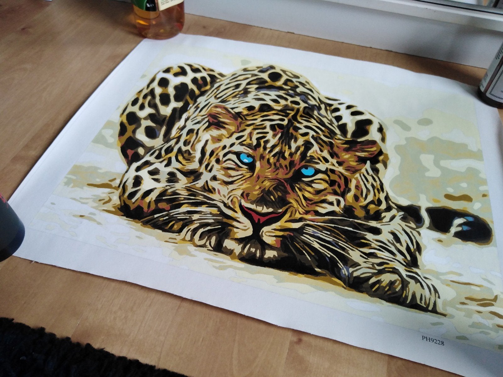 Geschilderde canvas poster panter, Nieuw, Ophalen of Verzenden, Schilderij, Minder dan 50 cm