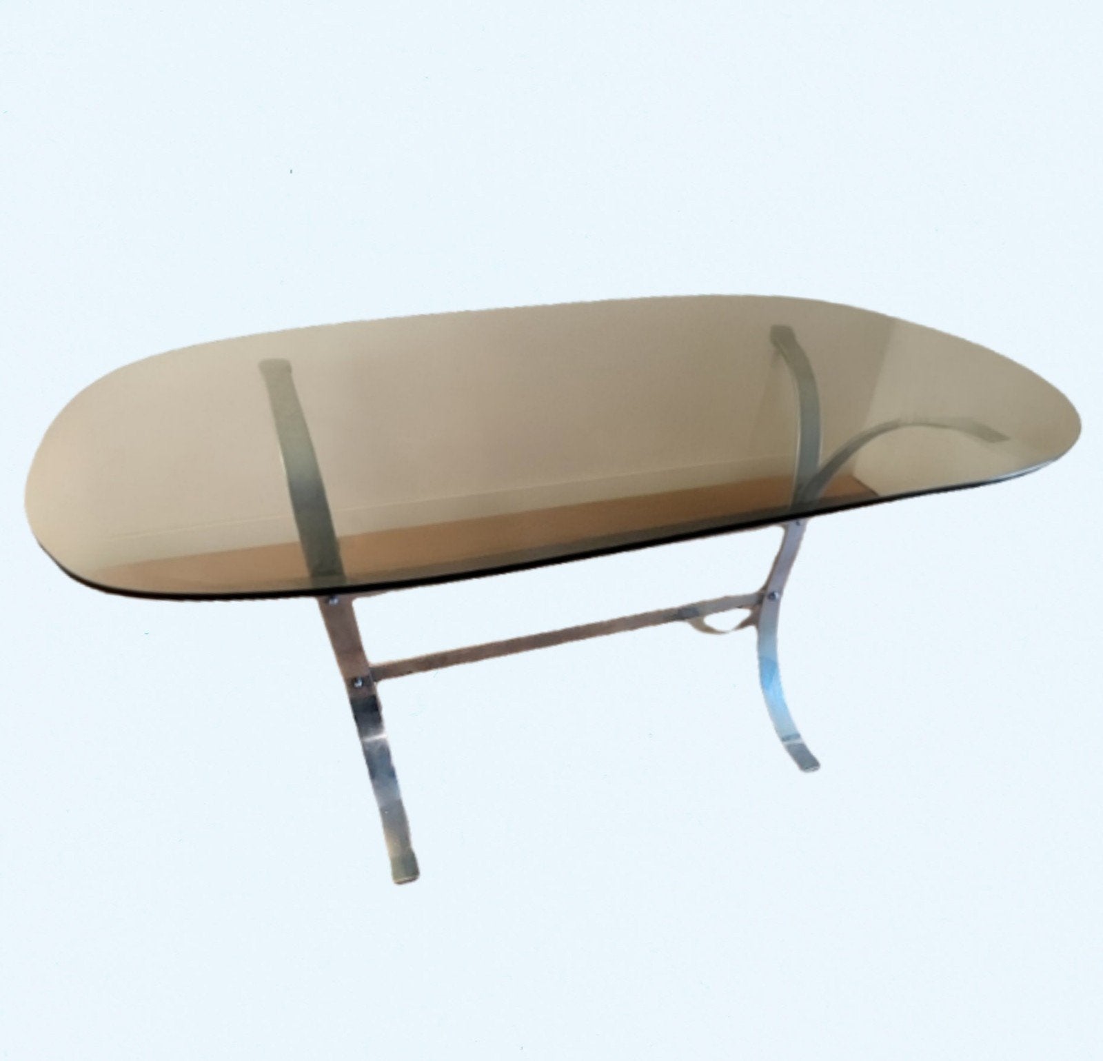 Vintage eettafel chroom rookglas 60s 70s Rinaldi Belgochrom, Huis en Inrichting, Tafels | Eettafels, Ophalen, Vintage, 50 tot 100 cm