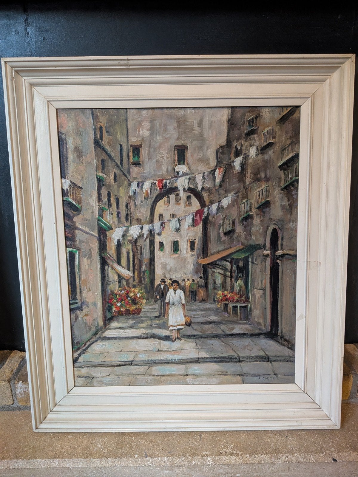 mid-century olieverfschilderij  A.Porcini, Ophalen