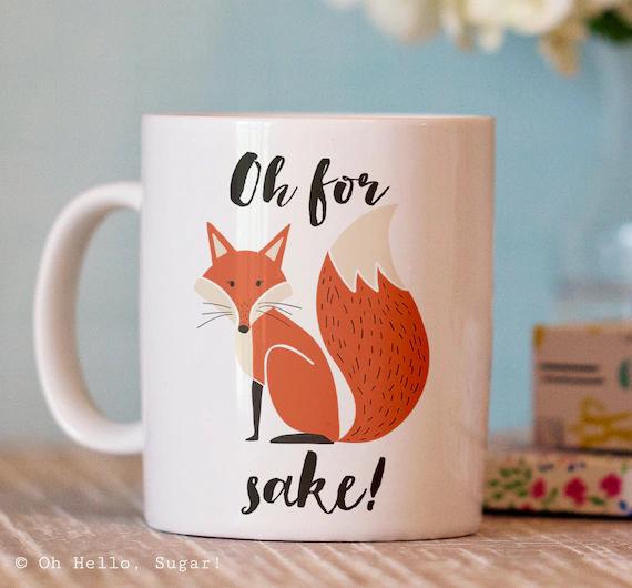 Oh For Fox Sake Mok Kom beker Keramiek Nieuw kerst vos funny, Keramiek, Nieuw, Ophalen of Verzenden, H