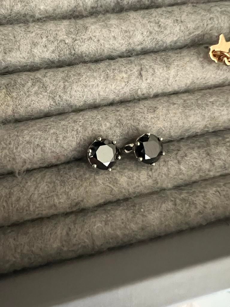 Zwarte Moissanite Diamant Oorbellen, Sieraden, Tassen en Uiterlijk, Oorbellen, Overige materialen, Zwart, Ophalen of Verzenden