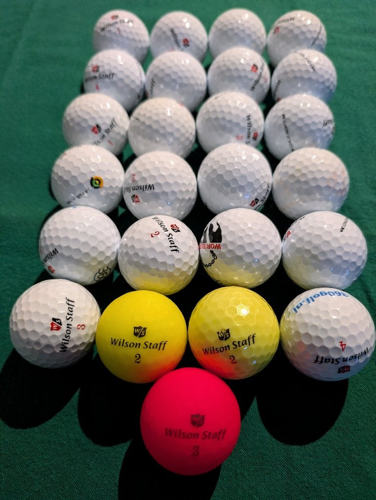 25 Stuks Wilson DX2 Soft Golfballen, Ophalen of Verzenden, Gebruikt, Bal(len), Overige merken