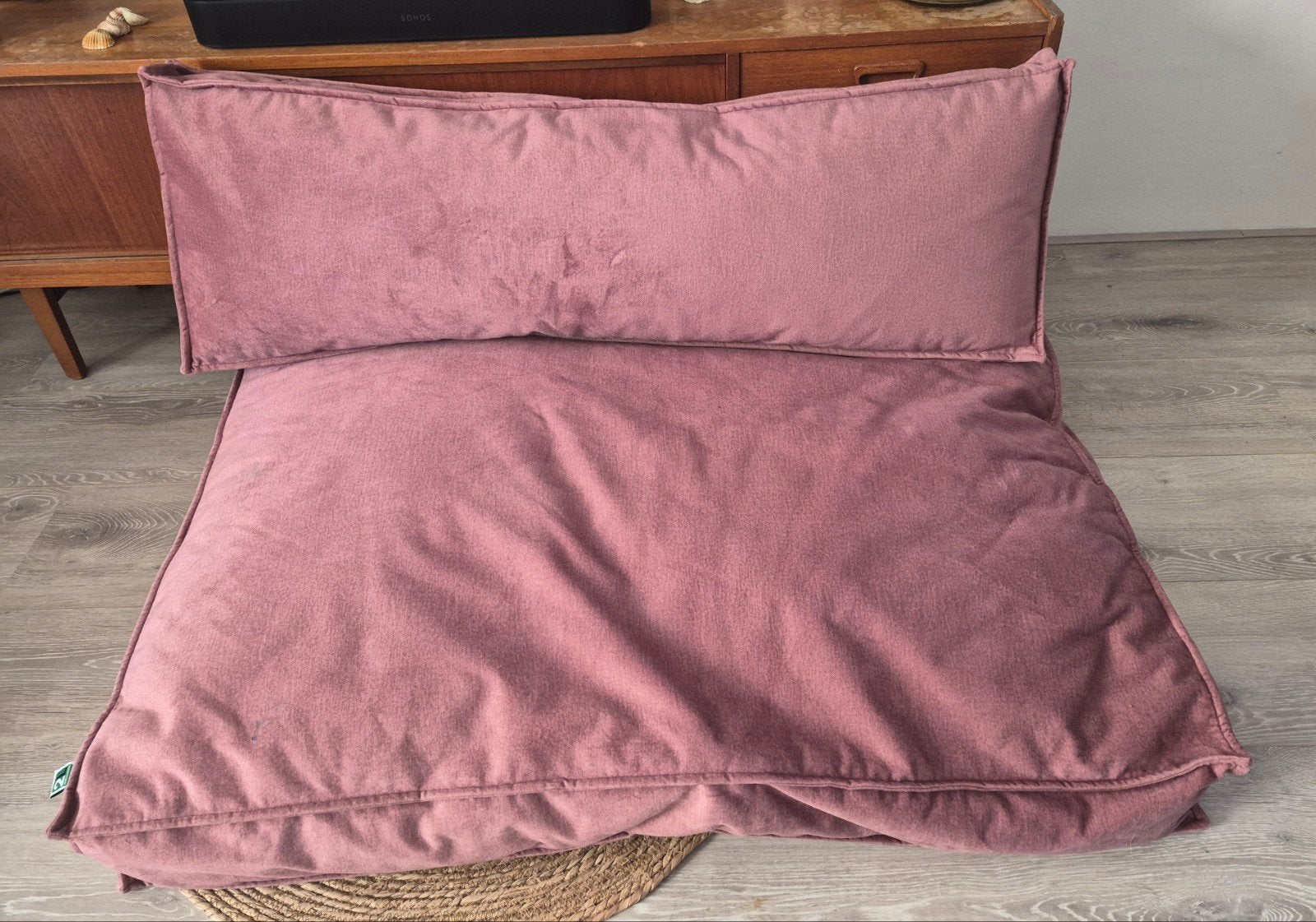 Luxe oudroze fluwelen palletkussens 2L Home&Garden, Overige merken, Palletkussen, Ophalen of Verzenden, Zo goed als nieuw