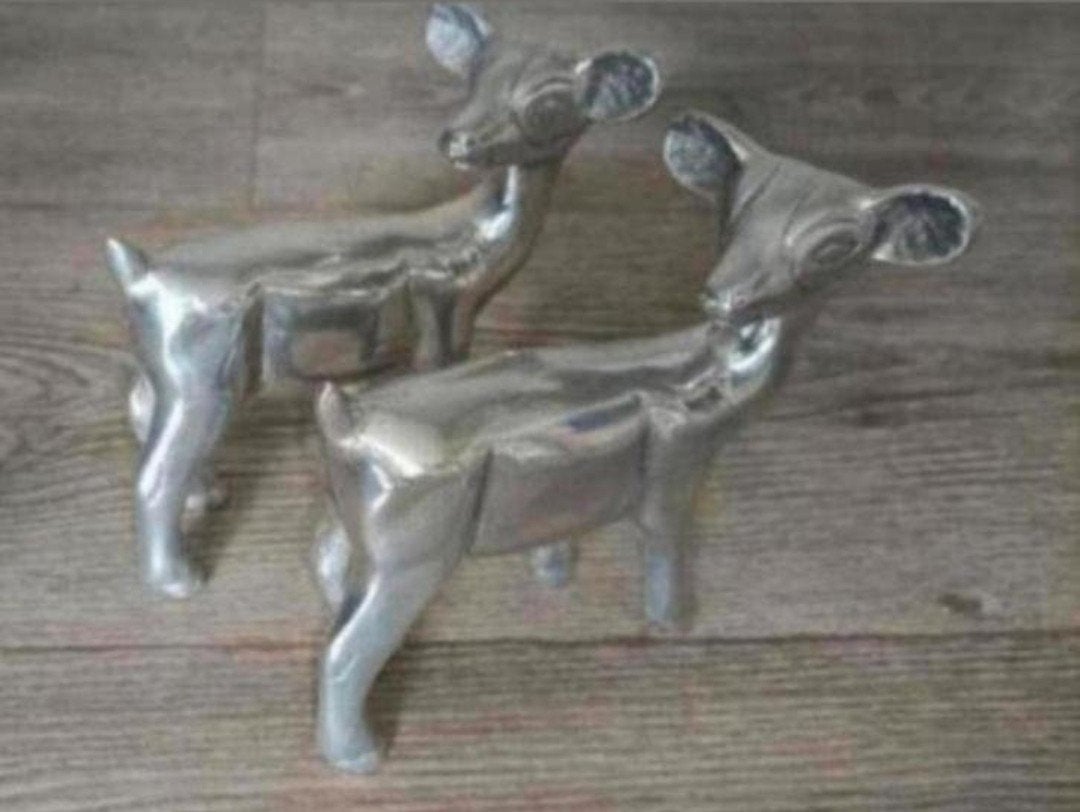 🦌🦌2 zilverkleurige hertjes🦌🦌, Verzenden, Gebruikt, Dier