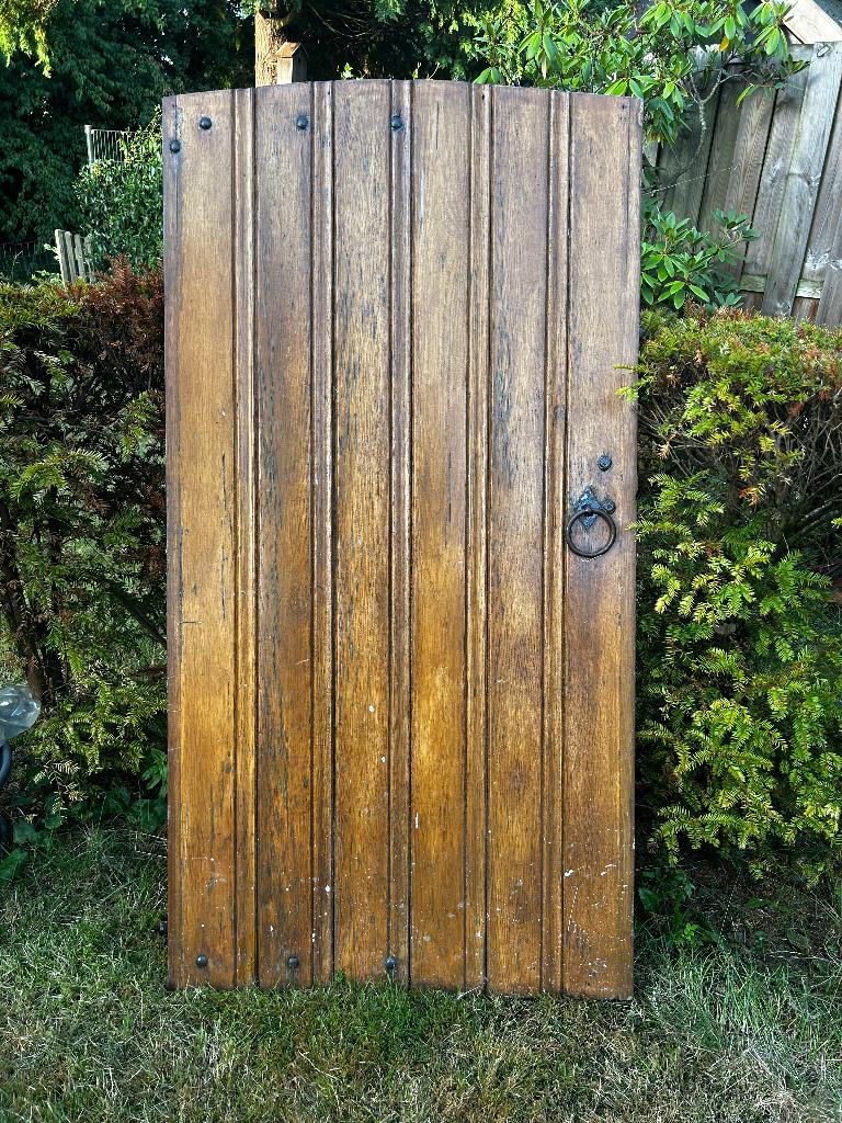 Eiken Tuindeur, Ophalen, Gebruikt, 80 tot 100 cm, 215 cm of meer