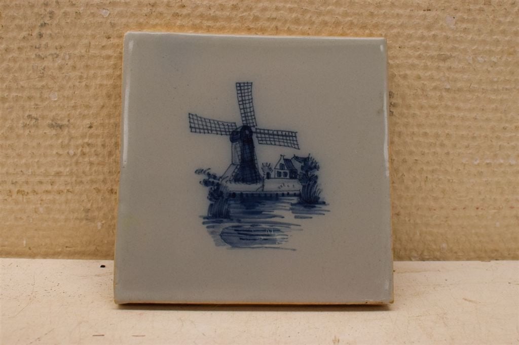 Wandtegel met prent van een molen 46059, Ophalen of Verzenden, Gebruikt