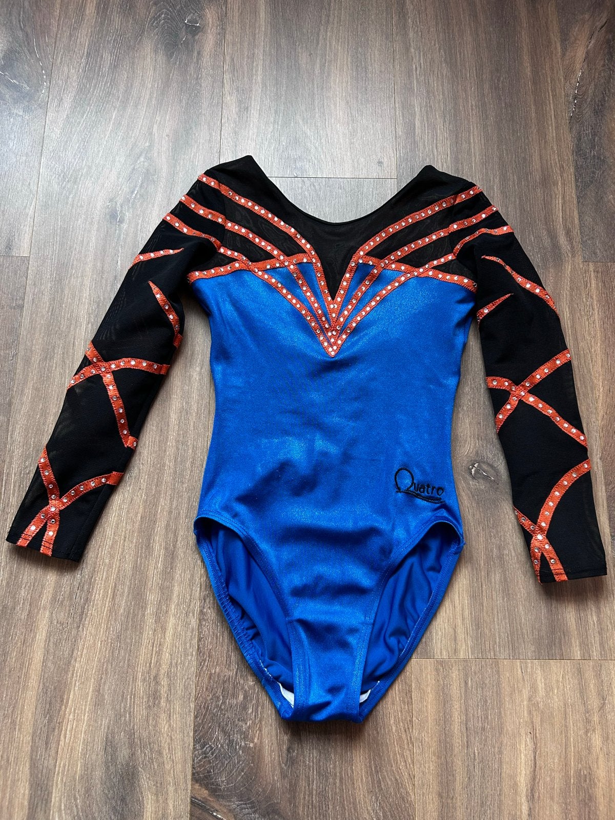 Quatro Turnpakje Blauw/Zwart Maat 122-128, Sport en Fitness, Turnen, Gebruikt, Blauw, Turnpak(je), Kindermaat 122 t/m 140