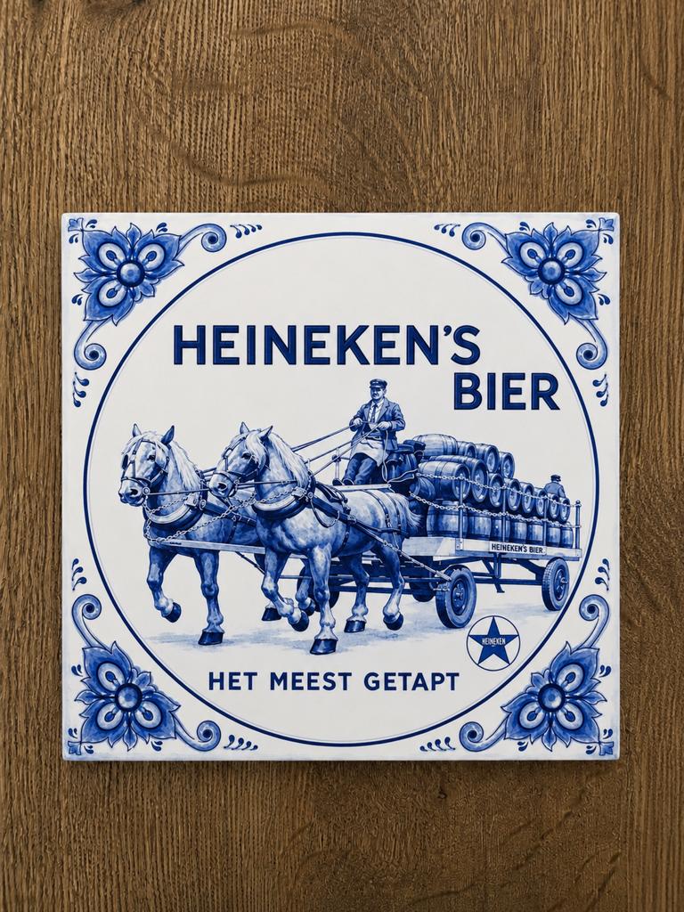 Heineken Bier Delfts Blauw Tegeltje, Ophalen of Verzenden